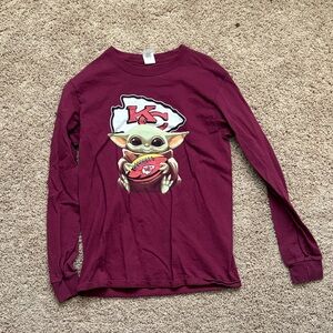Maroon Graphic Chiefs and Star Wars Long Sleeve Tee